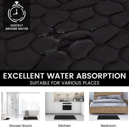  Rutschfeste Badematte Badteppiche 50 X 80 Cm, Badezimmerteppich Mit Memory Foam, Badezimmerteppich Duschvorleger Duschteppich Für Badewanne, Dusche, Badezimmer,Schwarz
