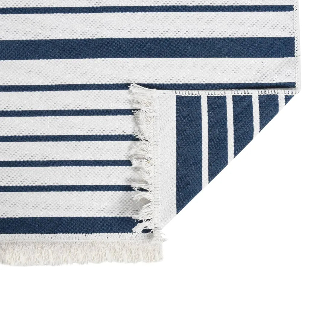  VidaXL Teppich Marineblau 100x300 Cm Baumwolle