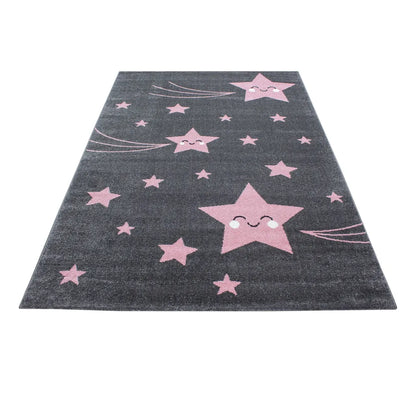  Kinderzimmerteppich,Sternschnuppe,kurzflor Kinderteppich,mädchen,Farbe:Pink, Farbe:PINK, Grösse:120 Cm X 120 Cm Rund