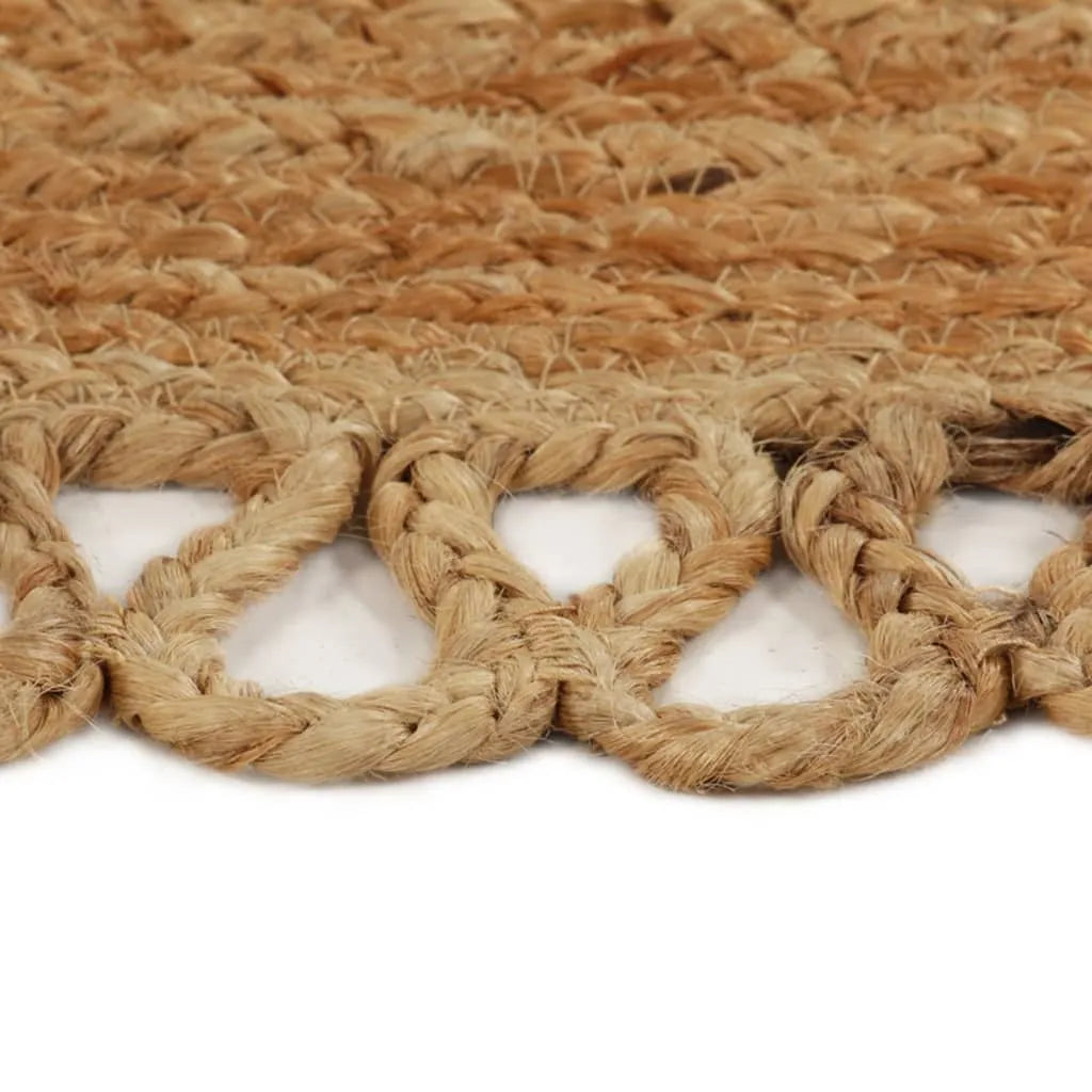  VidaXL Teppich Geflochten Mit Wellenrand 180 Cm Jute Rund