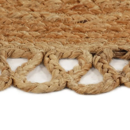  VidaXL Teppich Geflochten Mit Wellenrand 180 Cm Jute Rund