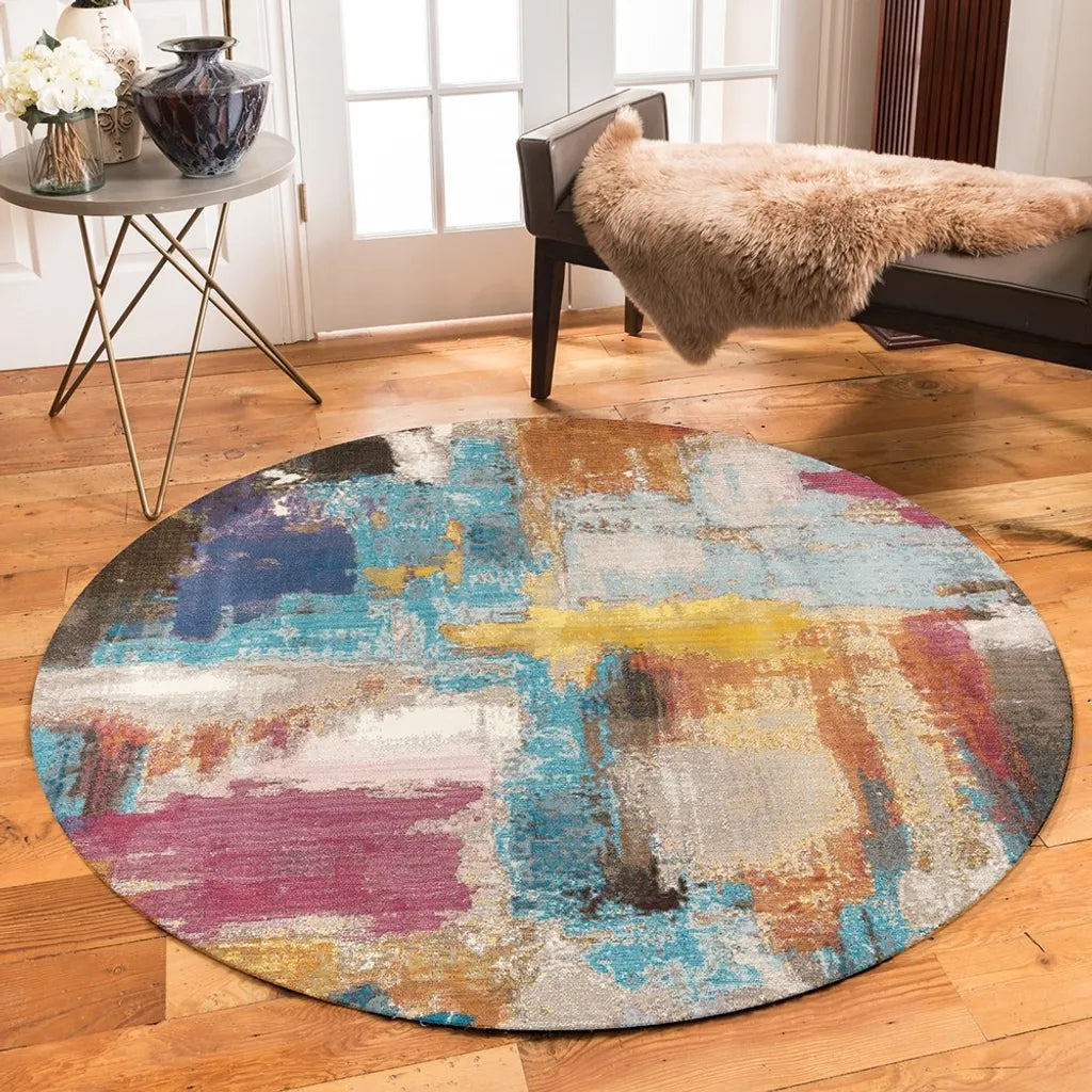  Teppich Orientalisch Picasso Artisan Traditioneller Teppich Kurzflor - Mehrfarbig - 200 CM - Rund