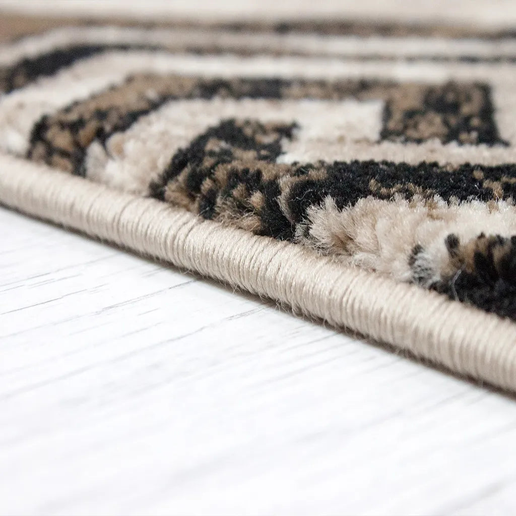  VIMODA Teppich Wohnzimmer Klassisch Kurzflor Orient Design Vintage Mandala Muster Dunkelbraun Braun Beige, Maße:240x340 Cm