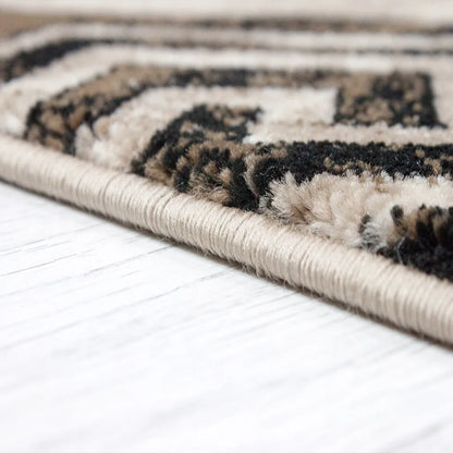  VIMODA Teppich Wohnzimmer Klassisch Kurzflor Orient Design Vintage Mandala Muster Dunkelbraun Braun Beige, Maße:240x340 Cm