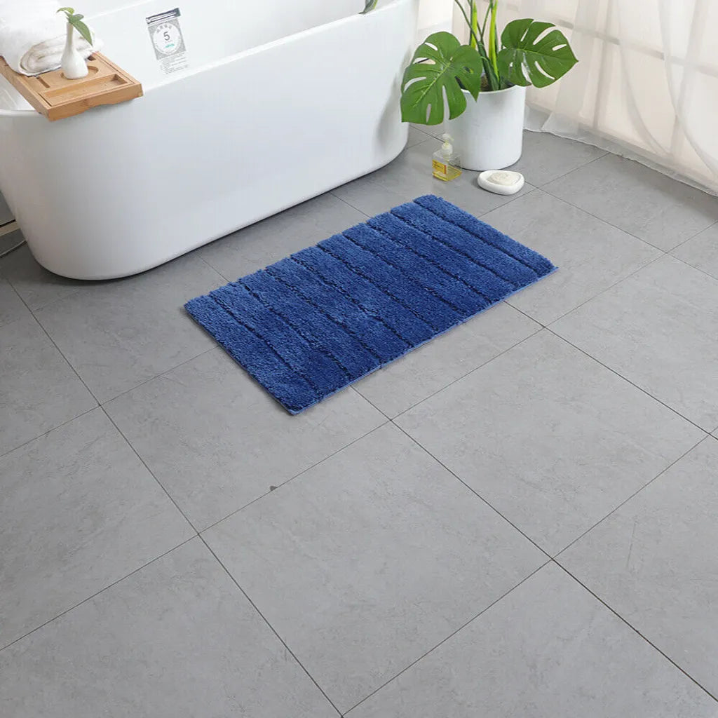  Topchances 3teilig Badezimmermatte Rutschfest Badematte Badteppich Badezimmerteppich Waschbar Duschmatten Weiche& Maschinenwaschbar Fußmatte Teppich Für Badezimmer (Blau)