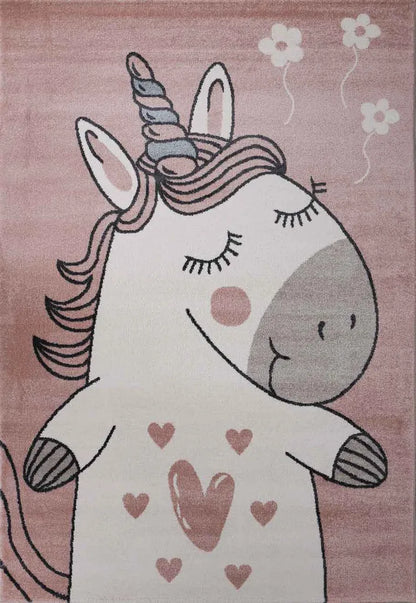  Kinderteppich Pony Einhorn Teppich Flauschig Für Kinderzimmer Spielzimmer, Maße:120x170 Cm