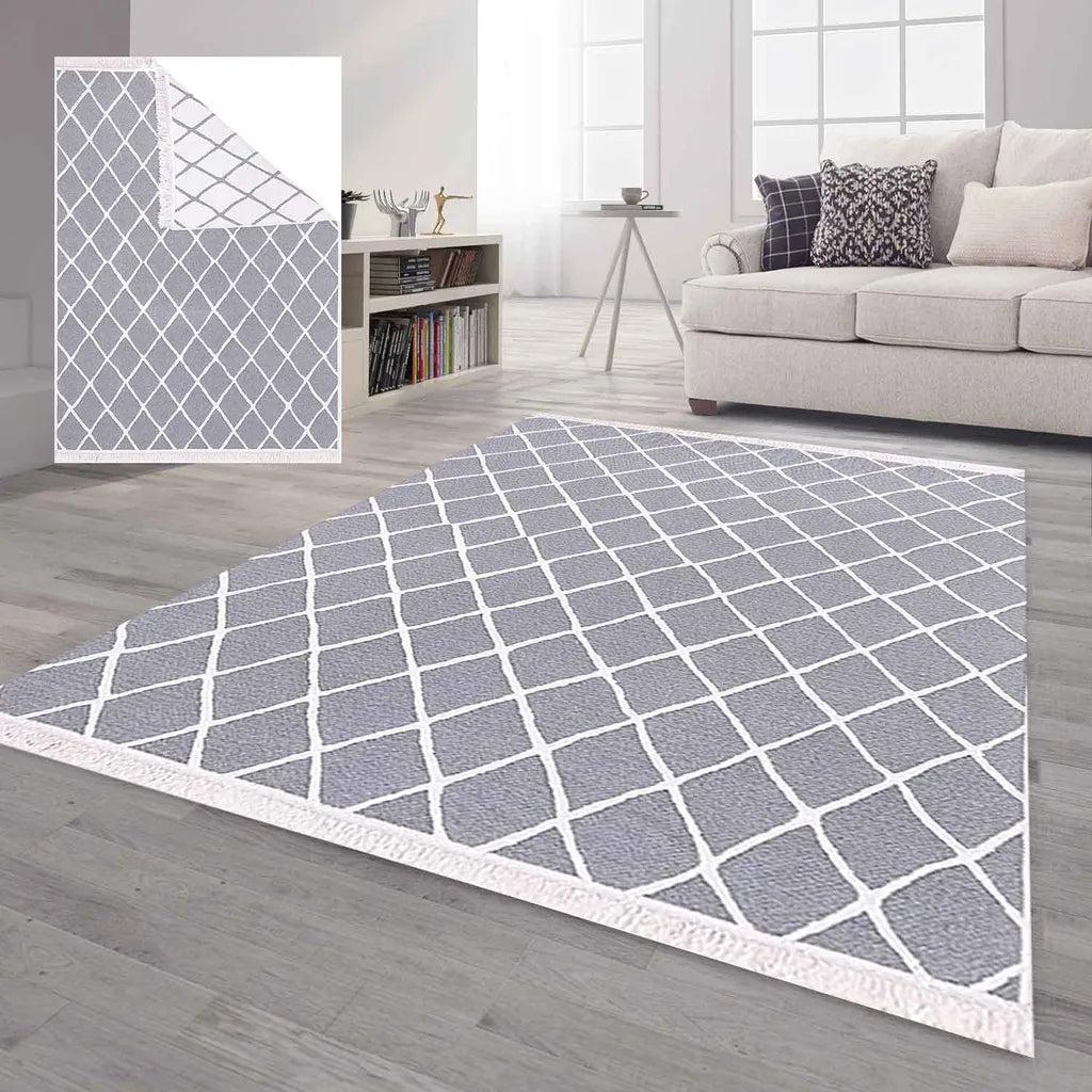  Teppich Läufer Wendbar Für Schlafzimmer, Küche, Kinderzimmer, Wohnzimmer / Beidseitg, Farbe:G2024, Maße:80x150 Cm