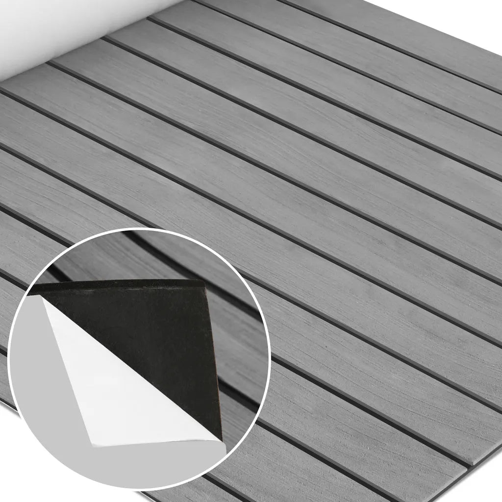  EINFEBEN Bodenbelag Matte Deck Teppich EVA Schaum Teak Yacht Selbstklebend Fußboden Deck Matte Grau 240x90cm