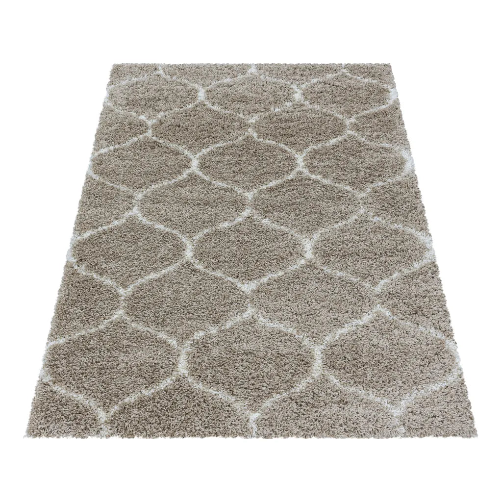  Wohnzimmerteppich,hochflor Shaggy,designer Teppich,Kachel Muster,Farbe:Beige, Farbe:BEIGE, Grösse:160 Cm X 230 Cm