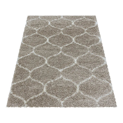  Wohnzimmerteppich,hochflor Shaggy,designer Teppich,Kachel Muster,Farbe:Beige, Farbe:BEIGE, Grösse:160 Cm X 230 Cm