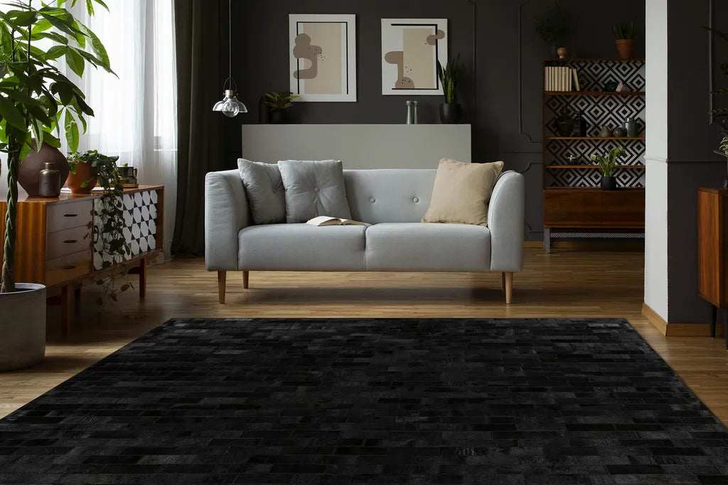  INSTYLE By Kayoom - Teppich Kurzflor Leder Ravi 100-IN Schwarz Grösse: 160cmx230cm