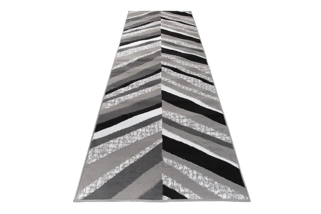  Läufer Teppich Meterware Flur Brücke Wohnzimmer Schlafzimmer Kurzflor Modern Design Meliert Grau Weiß Schwarz 80 X 190