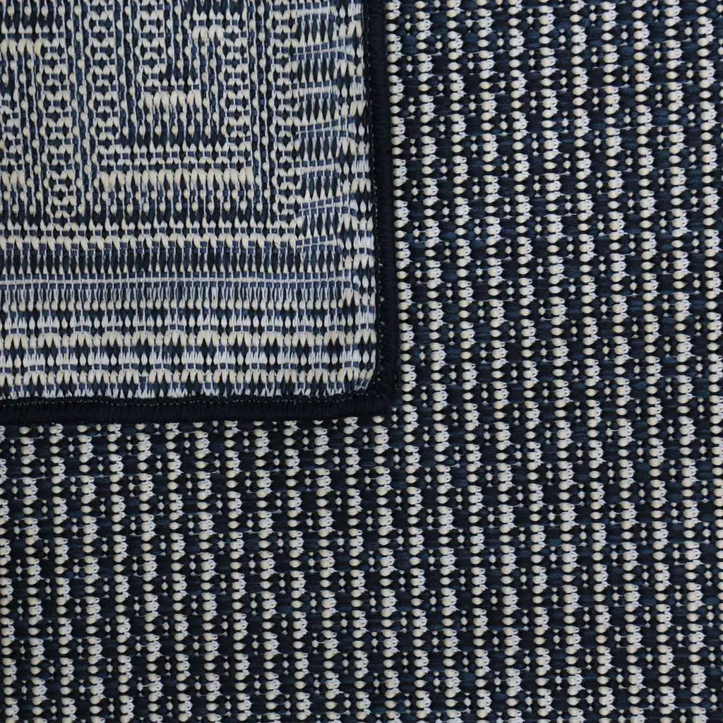 In- Und Outdoor Teppiche Flachgewebe Balkon Küche Bordüre Look In Blau & Turkis, Farbe:Blau, Maße:160x220 Cm