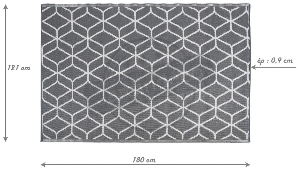  Esschert Design Outdoor-Teppich 180x121 Cm Grau Und Weiß OC25