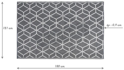  Esschert Design Outdoor-Teppich 180x121 Cm Grau Und Weiß OC25
