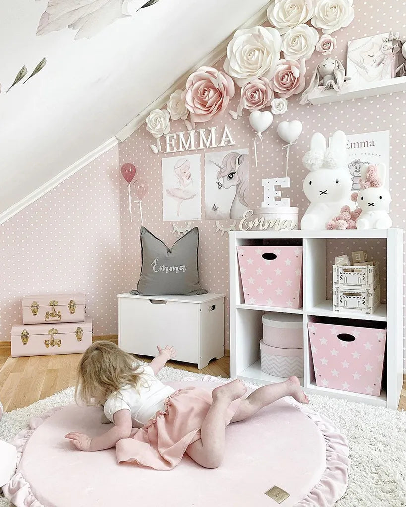 MeowBaby Baby Spielmatte Rund Mit Volant, Rosa