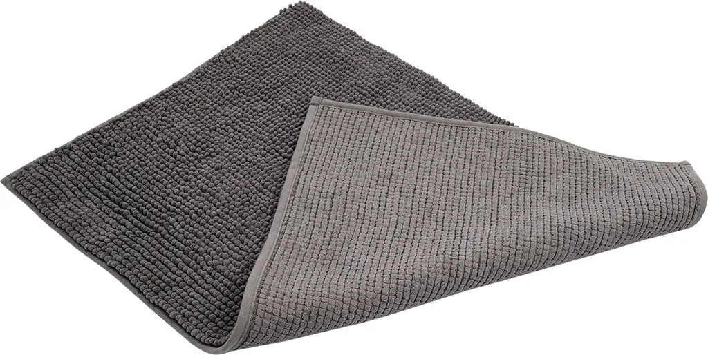  Chenille Badematte 50 X 80 Cm In Grau Badteppich Aus Microfaser - Mit Rutschfester Rückseite - Welness Badeteppich / Duschvorleger