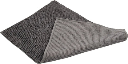  Chenille Badematte 50 X 80 Cm In Grau Badteppich Aus Microfaser - Mit Rutschfester Rückseite - Welness Badeteppich / Duschvorleger