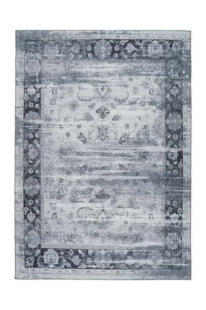  Qiyano Orientalischer Teppich Kurzflor Im Vintage-Look Für Wohnzimmer Grau, 170 X 240 Cm