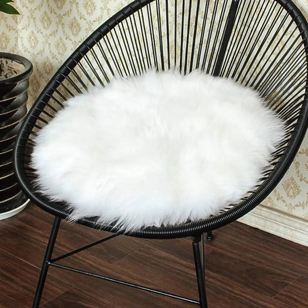  Faux Lammfell Schaffell Teppich Kunstfell Dekofell In Super Weich Lammfellimitat Teppich Longhair Fell Optik Nachahmung Wolle Bettvorleger Sofa Matte (Rundes Weiß, 30 X 30 Cm)