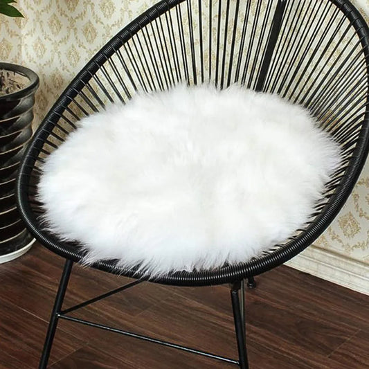  Faux Lammfell Schaffell Teppich Kunstfell Dekofell In Super Weich Lammfellimitat Teppich Longhair Fell Optik Nachahmung Wolle Bettvorleger Sofa Matte (Rundes Weiß, 30 X 30 Cm)