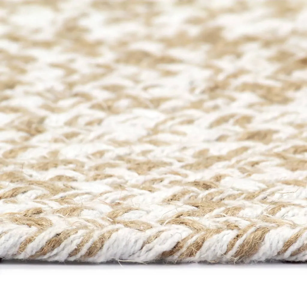  VidaXL Teppich Handgefertigt Jute Weiß Und Natur 120 Cm
