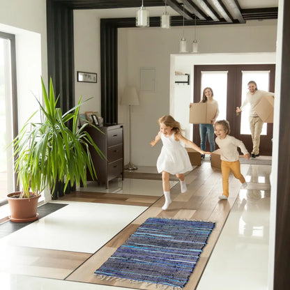  Relaxdays Blauer Flickenteppich 70 X 140 Cm