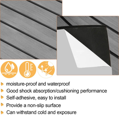  Lospitch Bodenbelag Matte Deck Teppich EVA Schaum Teak Yacht Selbstklebend Fußboden Deck Matte Grau 240x90cm