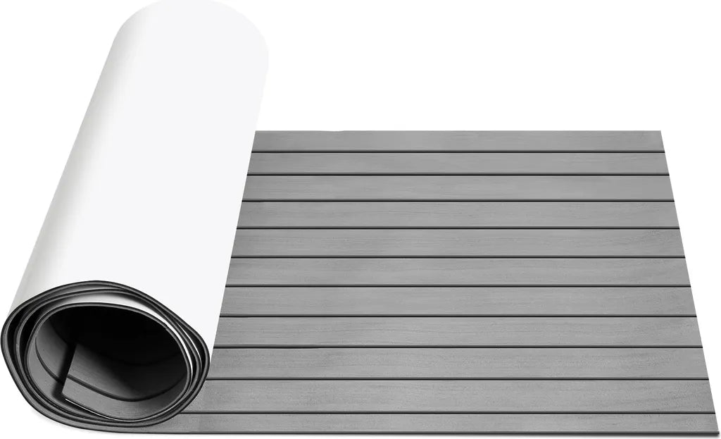  EINFEBEN Bodenbelag Matte Deck Teppich EVA Schaum Teak Yacht Selbstklebend Fußboden Deck Matte Grau 240x90cm