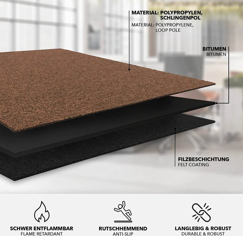  Teppichfliesen Moscow Selbstliegend Bodenbelag Büro Hotel & Wohnraum Pflegeleicht 50x50 Cm Hellbraun