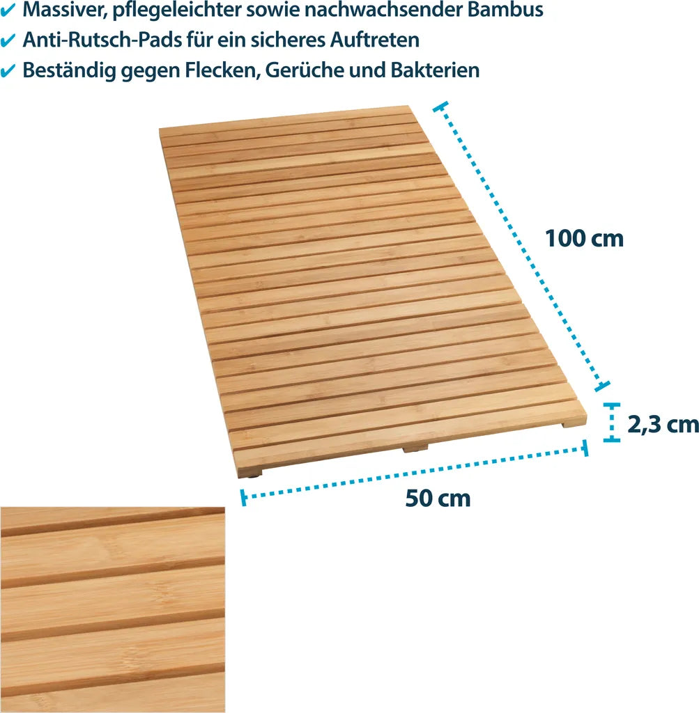  Bambus Dusch- Und Saunarost Für Innen- Und Außenbereich, Rutschhemmend 100 X 50 Cm