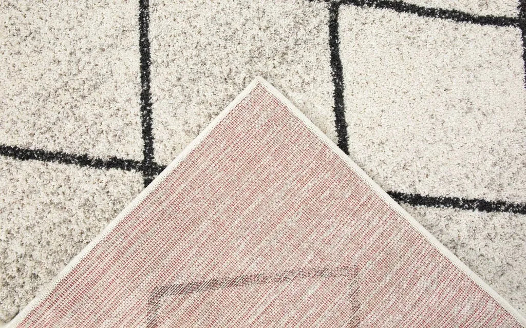  Teppich Raute Grau Creme Muster Kurzflor Geometrisch Wohnzimmer Modern Flachflor 160 X 235 Cm