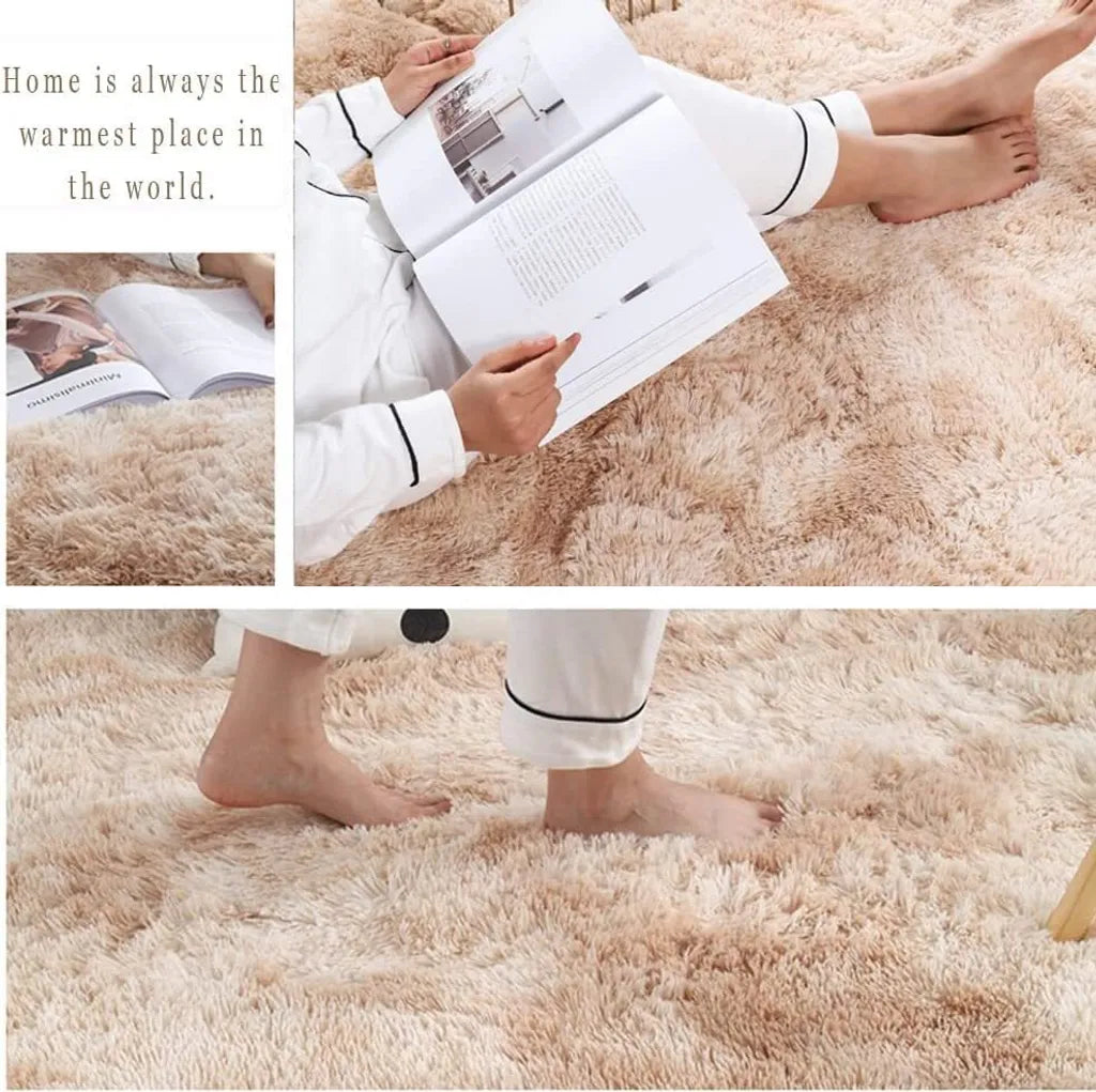  Teppich Wohnzimmer, Weicher Samt Hochflor Wohnzimmerteppich Teppiche Antirutschunterlage Teppiche Für Wohnzimmer Schlafzimmer Matten,160x200cm,Beige