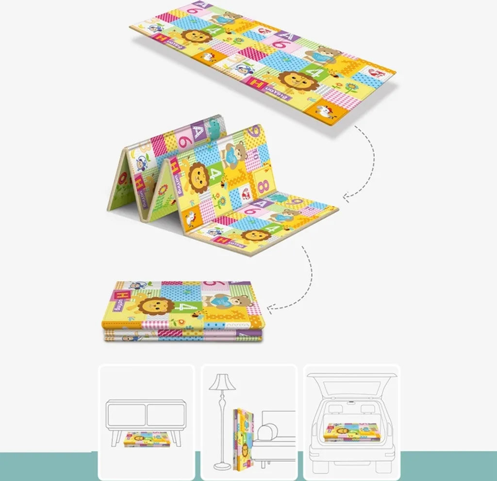  Krabbelmatte Spielmatte Faltbar Doppelseitig Spielunterlage Spielteppich Baby Matte Tragbar Wasserdicht Bunt 180x100cm (Grün)