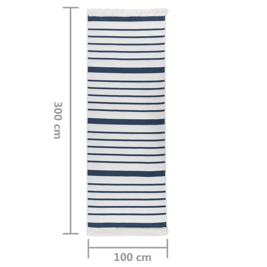  VidaXL Teppich Marineblau 100x300 Cm Baumwolle