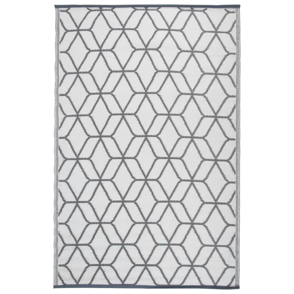  Esschert Design Outdoor-Teppich 180x121 Cm Grau Und Weiß OC25