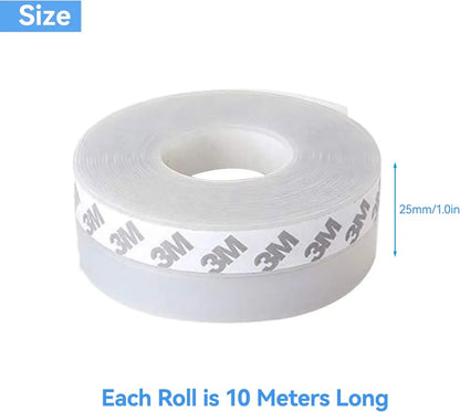  10 M X 25 Mm, Pack Of 2 Sealing Strips, Miciler Transparent Self-adhesive Sealing Tape, Multifunctional Door Floor Seal, Soundproof, Windproof, Dust Protection, Silicone Seal Strips For Doors And Windows
