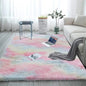 Weicher Teppich Hochflorteppich Bunter Flauschiger Schlafzimmerteppich Batikteppich Regenbogen 80 * 160 Cm