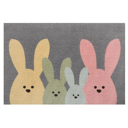  Design Fußmatte Schmutzfangmatte Bunny Family Grau Bunt Oster-Deko 40x60 Cm