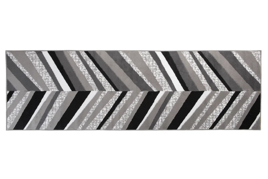  Läufer Teppich Meterware Flur Brücke Wohnzimmer Schlafzimmer Kurzflor Modern Design Meliert Grau Weiß Schwarz 80 X 190