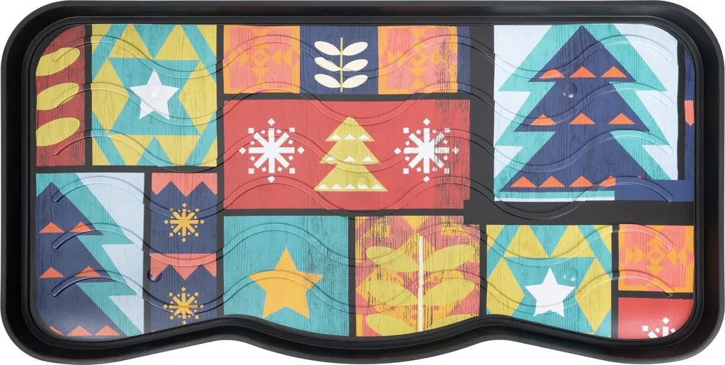  Schuhablage Weihnachten Winter Schuhabtropfschale Weihnachtsdekoration Schuhwanne COLORFUL XMAS Weihachtsmotiv 38 X 75cm