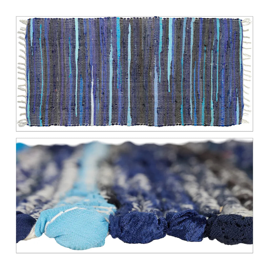  Relaxdays Blauer Flickenteppich 70 X 140 Cm