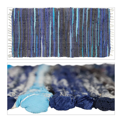  Relaxdays Blauer Flickenteppich 70 X 140 Cm
