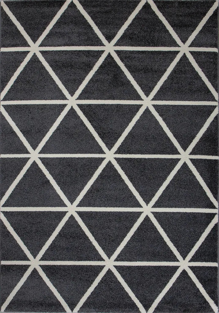  Teppich Wohnzimmer Pastellfarben Rauten Design Robust Kurzflorig In Versch. Farben, Farbe:Anthrazit, Maße:140x200 Cm