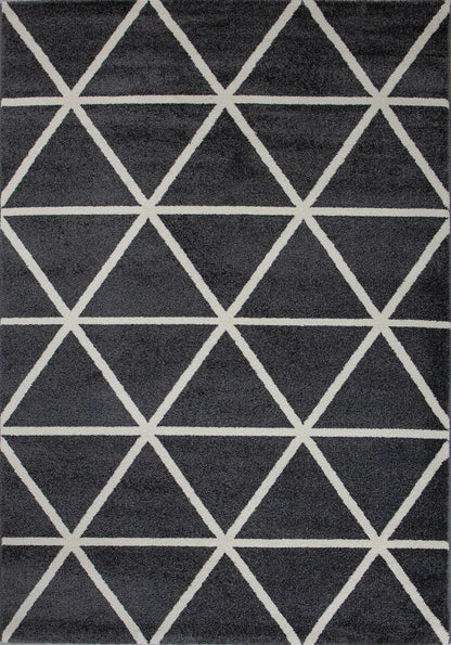 Teppich Wohnzimmer Pastellfarben Rauten Design Robust Kurzflorig In Versch. Farben, Farbe:Anthrazit, Maße:140x200 Cm