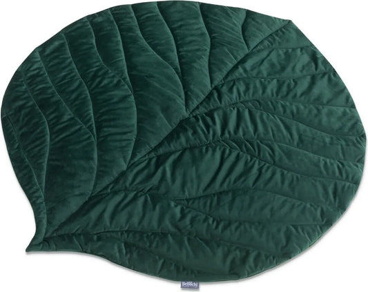  Bellochi Spielmatte Für Baby Und Kinder - Dunkelgrün - 138x120 Cm - Universal Spielteppich Zum Krabbelnlernen - Für Innen- Und Außenbereich - Weiches Veloursstoff - Blattform