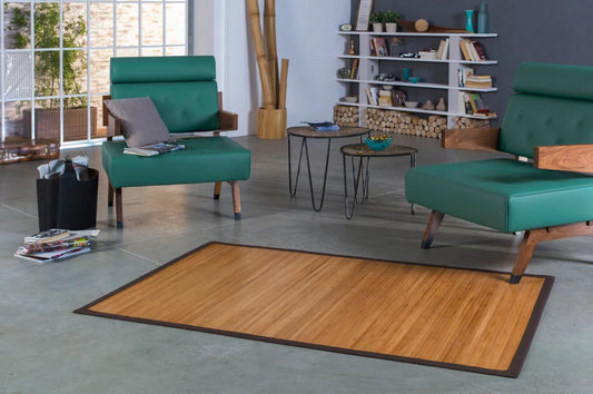 Bambusteppich NATURALIS 120x180cm, 17mm Stege Und Breite Braune Bordüre, Farbe: Caramel