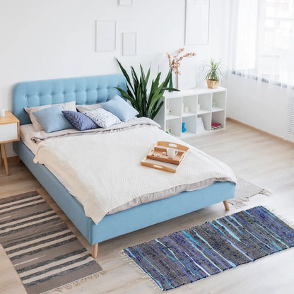  Relaxdays Blauer Flickenteppich 70 X 140 Cm