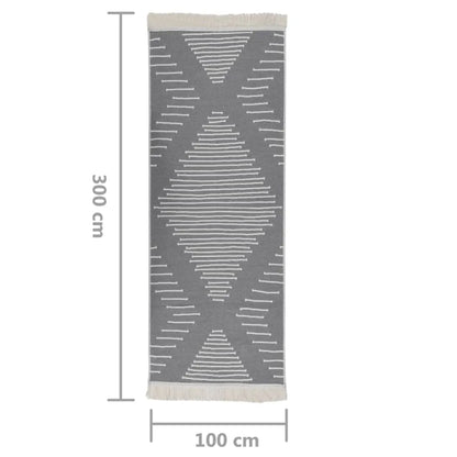  VidaXL Teppich Dunkelgrau 100x300 Cm Baumwolle