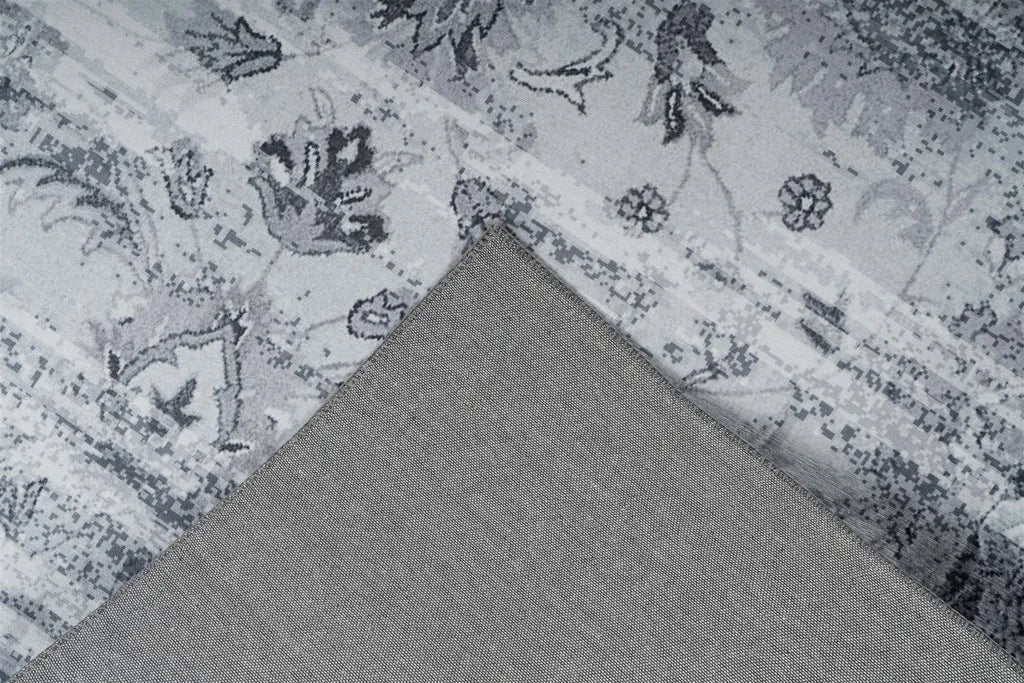  Qiyano Orientalischer Teppich Kurzflor Im Vintage-Look Für Wohnzimmer Grau, 170 X 240 Cm